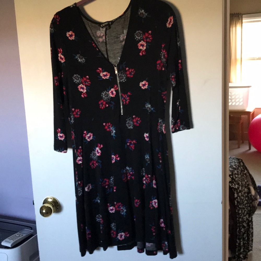 Express zipper fit and flare dress